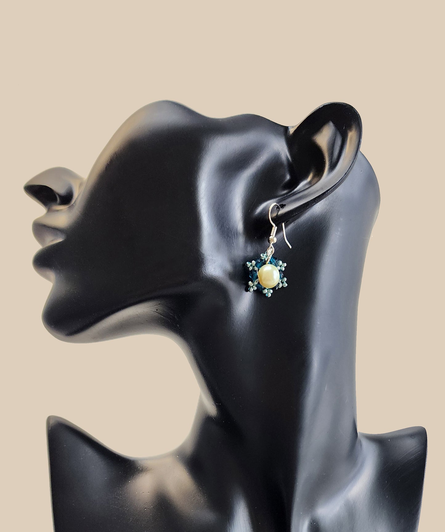 Blue Pearl Snowflake Earring