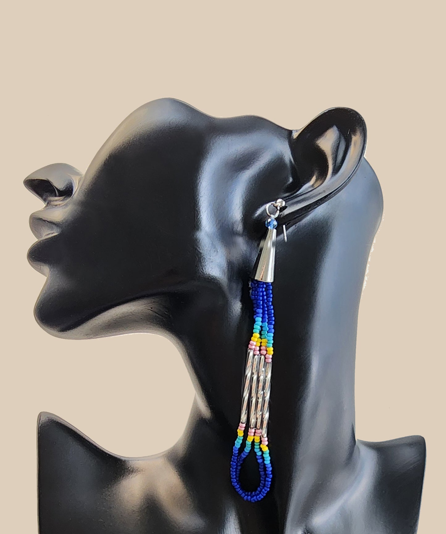 Blue Silver Dangle Earring
