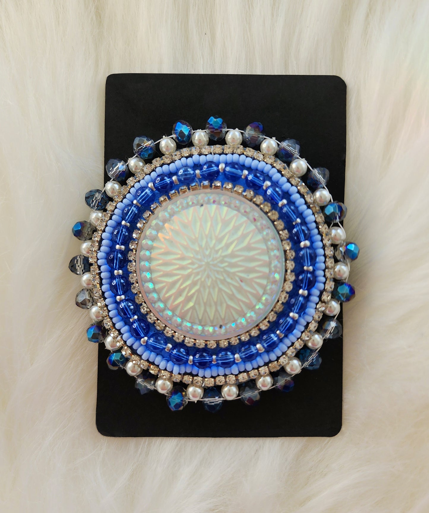Blue Pearl Sparkle Brooch (Pin Clasp)