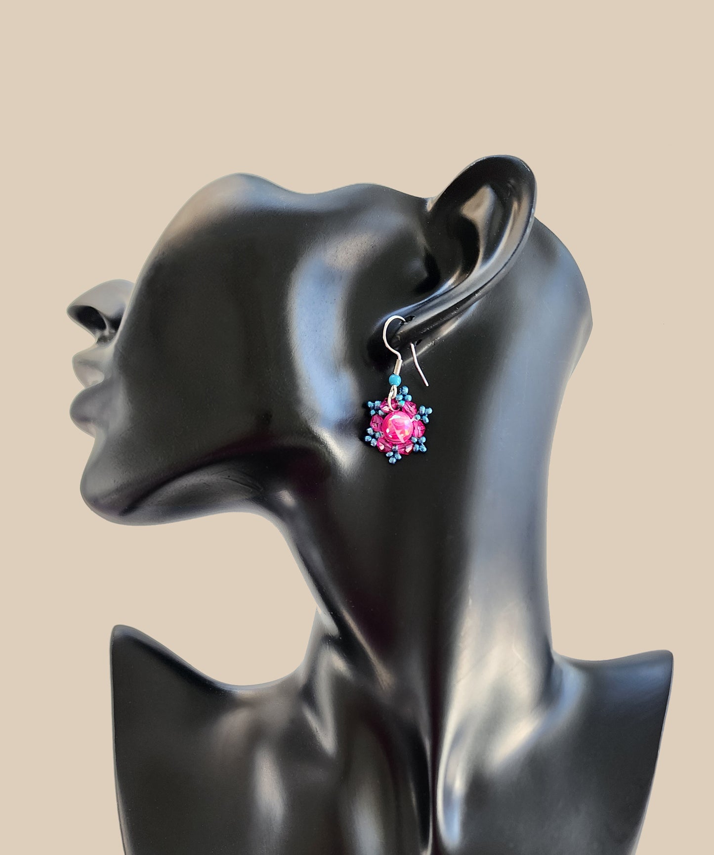 Blue and Pink Crystal Snowflake Earring