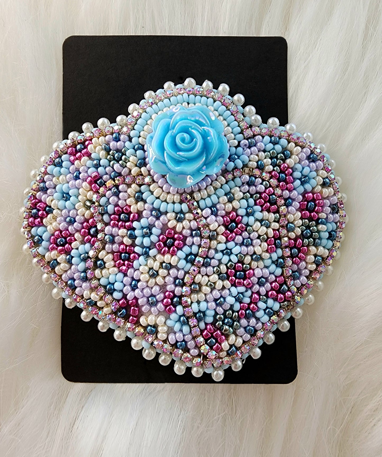 Blue Rose Heart Hair Art