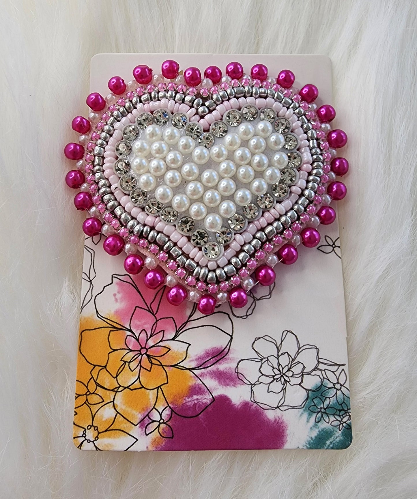 Pearl & Pink Heart Hair Art