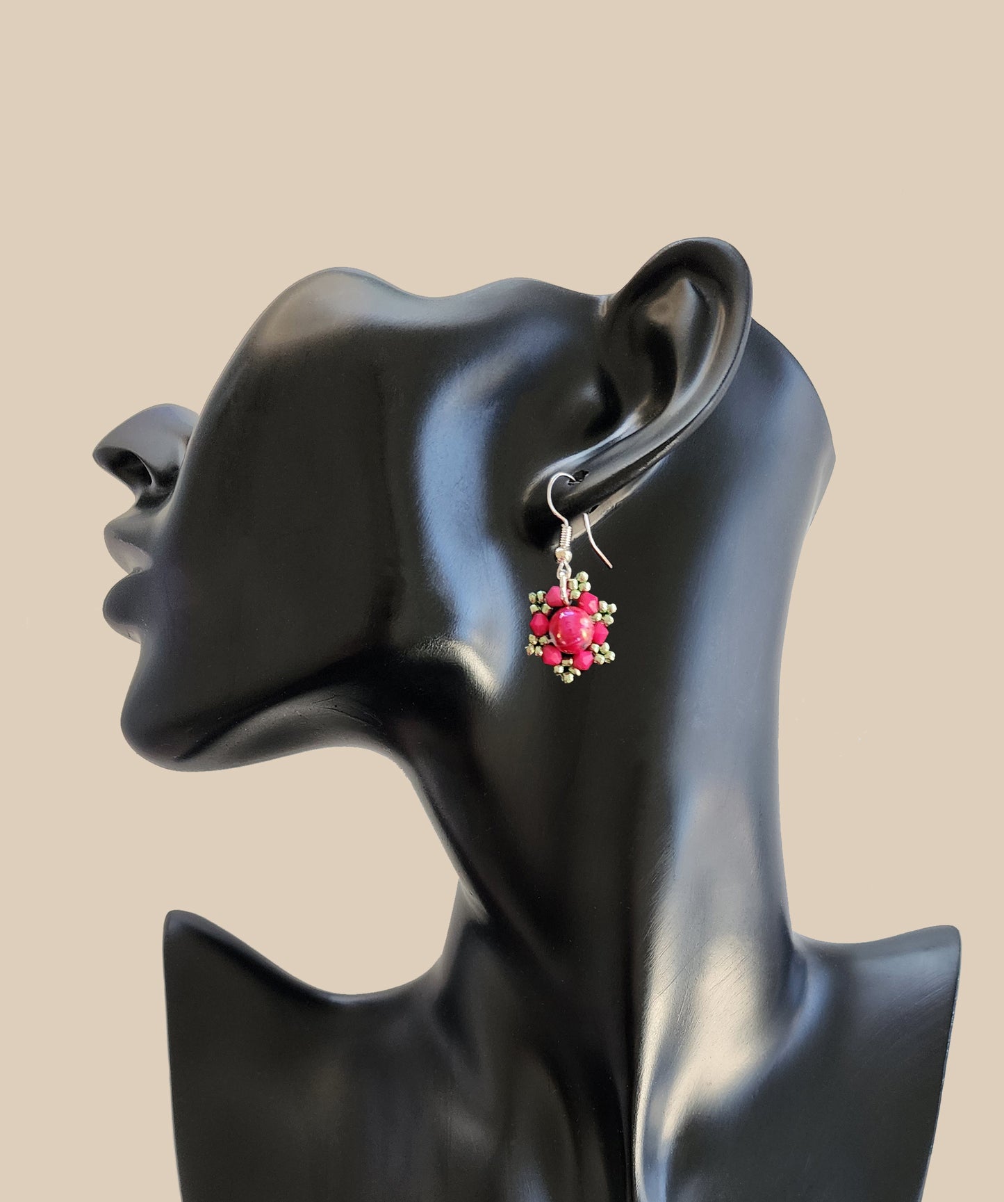 Pink and Silver Snowflake Earring