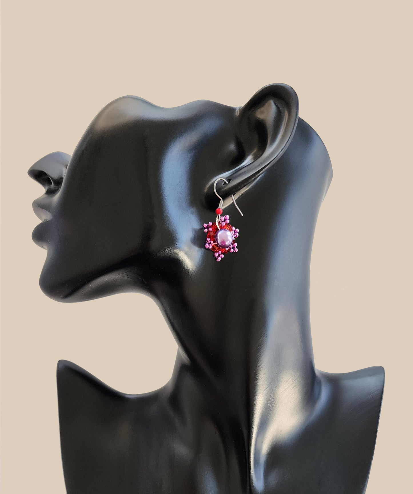 Purple & Red Crystal Snowflake Earring
