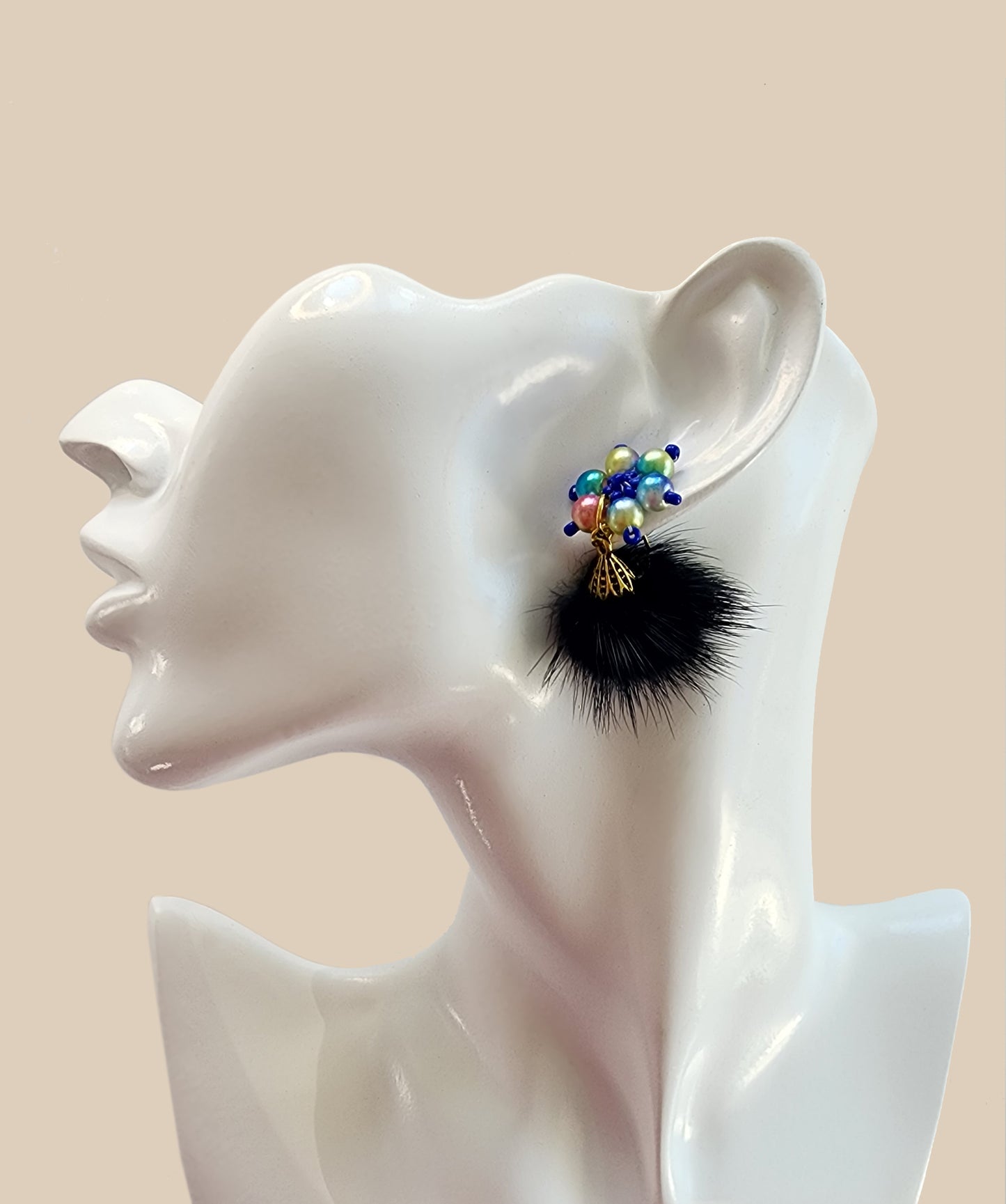 Rainbow Mink Flower Earring