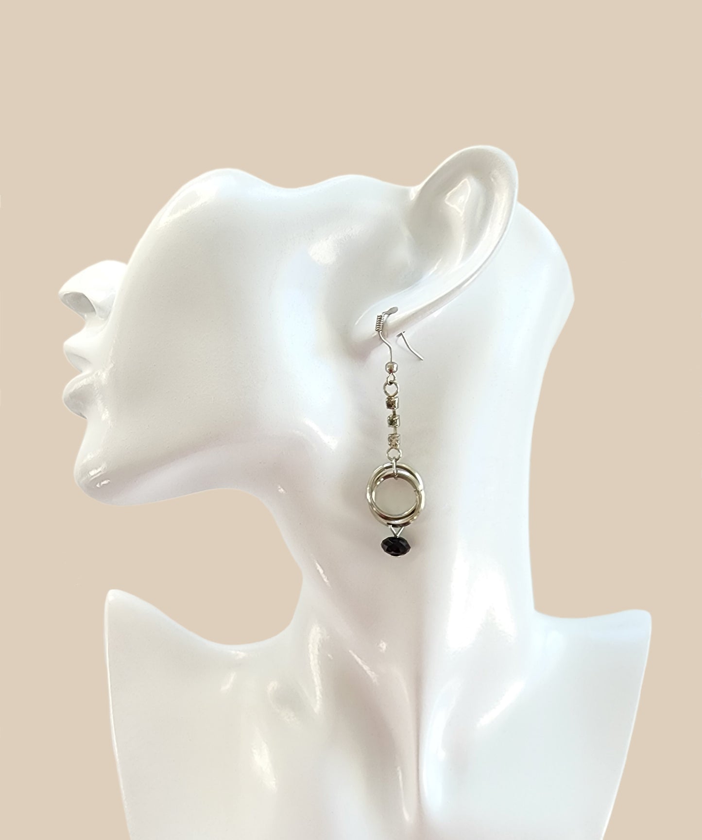 Silver & Black Sparkle Dangle Earring
