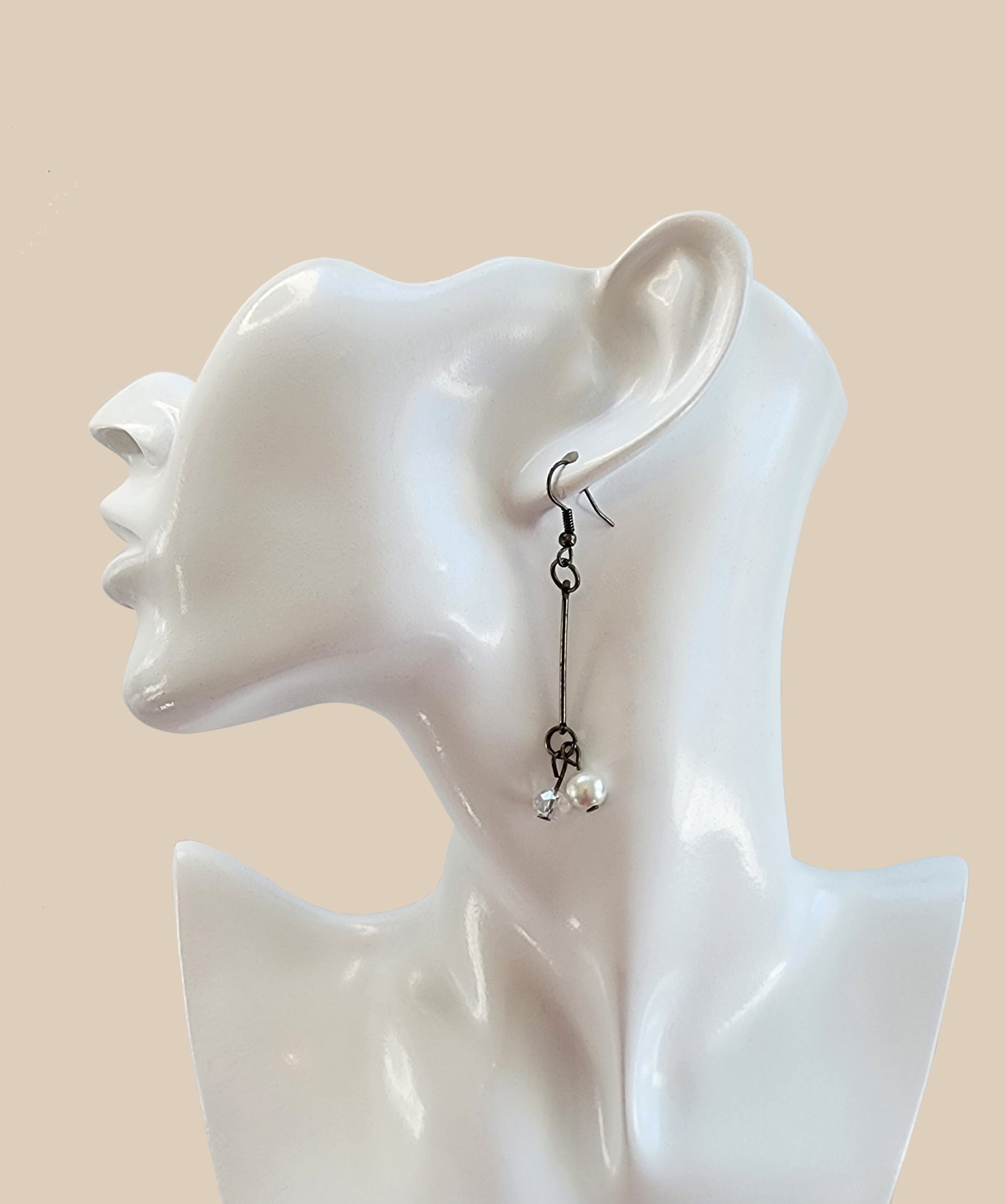 Vintage Drop Pearl & Crystal Earring